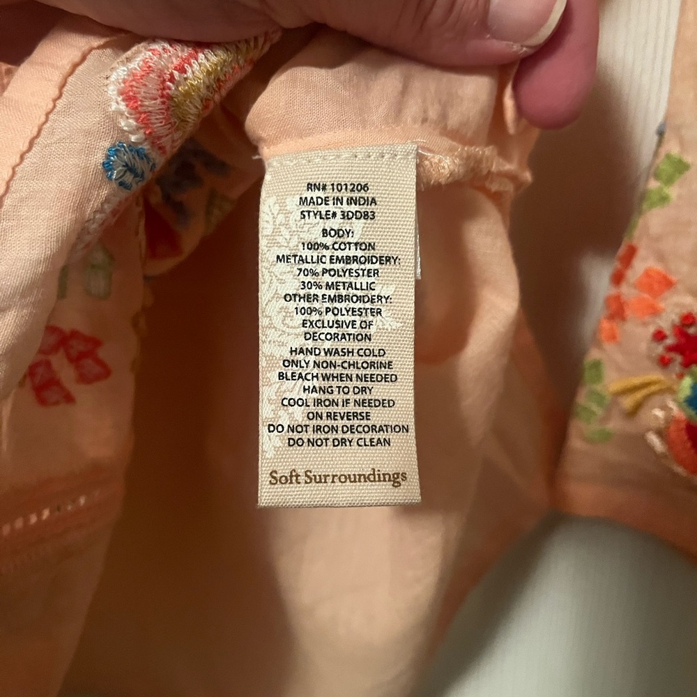 Soft Surroundings Palm Island Embroidered Studded Tunic Size PS - Picture 7 of 11